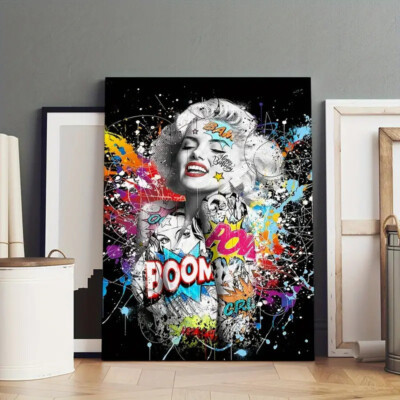 Marilyn Monroe Graffiti Canvas Art Print 11.8x15.7  FRAMED ART - US SELLER