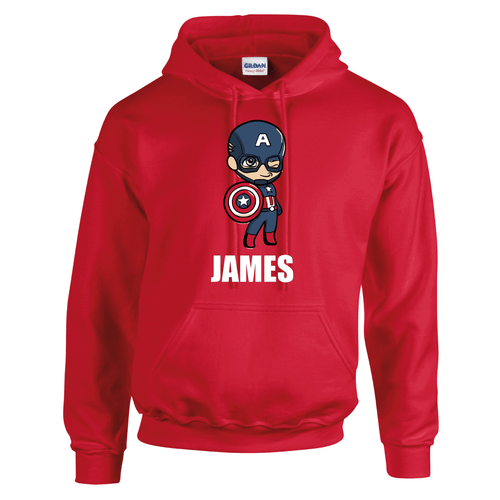Girls Boys Personalised Marvel Captain America Hooded Hoody Hoodies - Picture 6 of 9