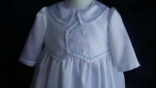 Baby Boys Satin Christening Gown Baptism Outfit W/ Silk Shantung Vest 0-12M