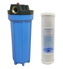 10" Standard Blue Water Filter Housing with 3/4" Ports PRV & 5 Micron CTO Filter