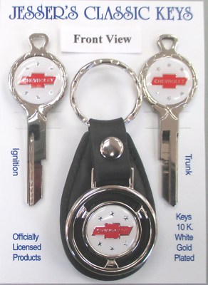 White B50C Chevrolet Bow Tie Deluxe Classic Key Set NOS keys 1968