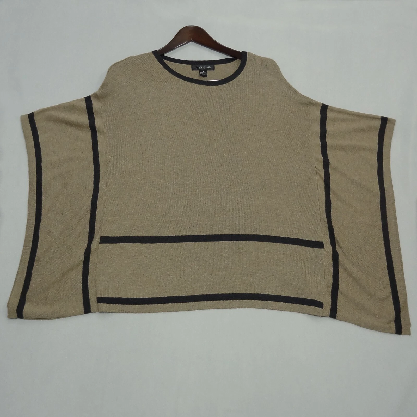 August Silk Desert Tan Poncho Loose Knit Sweater Round Neck Women's Size (S)