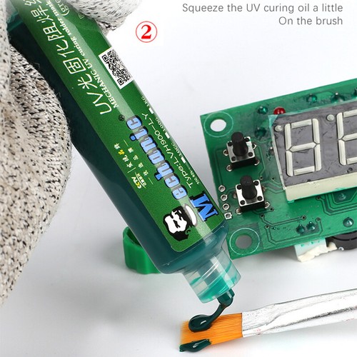 MECHANIC UV Curable Solder Mask Soldering PCB Repair Paint 10cc UV Torch & Brush - Picture 5 of 12