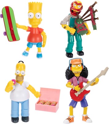 Lot De 4 Figurines Jakks Pacific - Les Simpson - Vague 1 - Homer, Bart, Willie, Otto