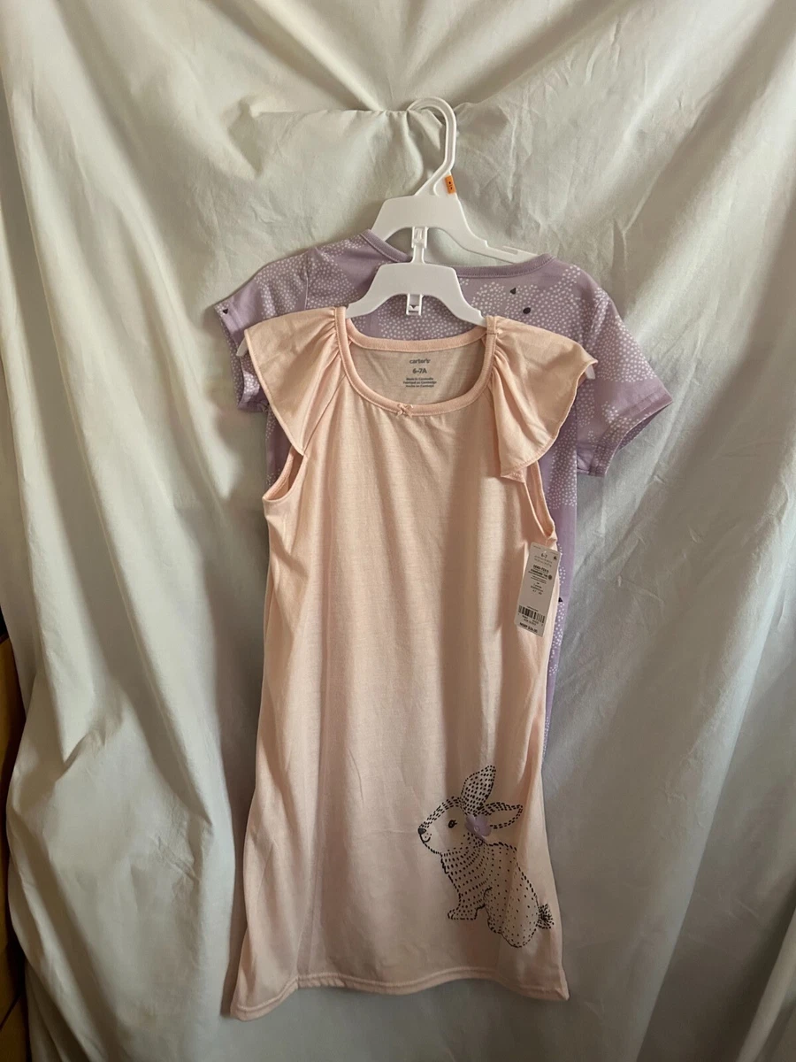 Carter s girls 2 pack short sleeve nightgowns 1 pink 1 purple