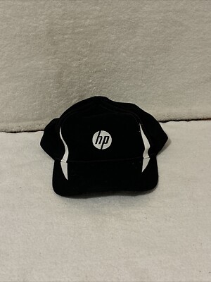 VTG HP Logo Hat Cap Black White Strapback Adjustable FREE SHIP