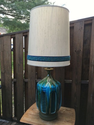 Huge Mid Century Modern Turquoise Drip 