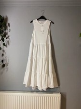 ZARA OYSTER WHITE COMBINED VOLUMINOUS DRESS, SIZE S, BNWT