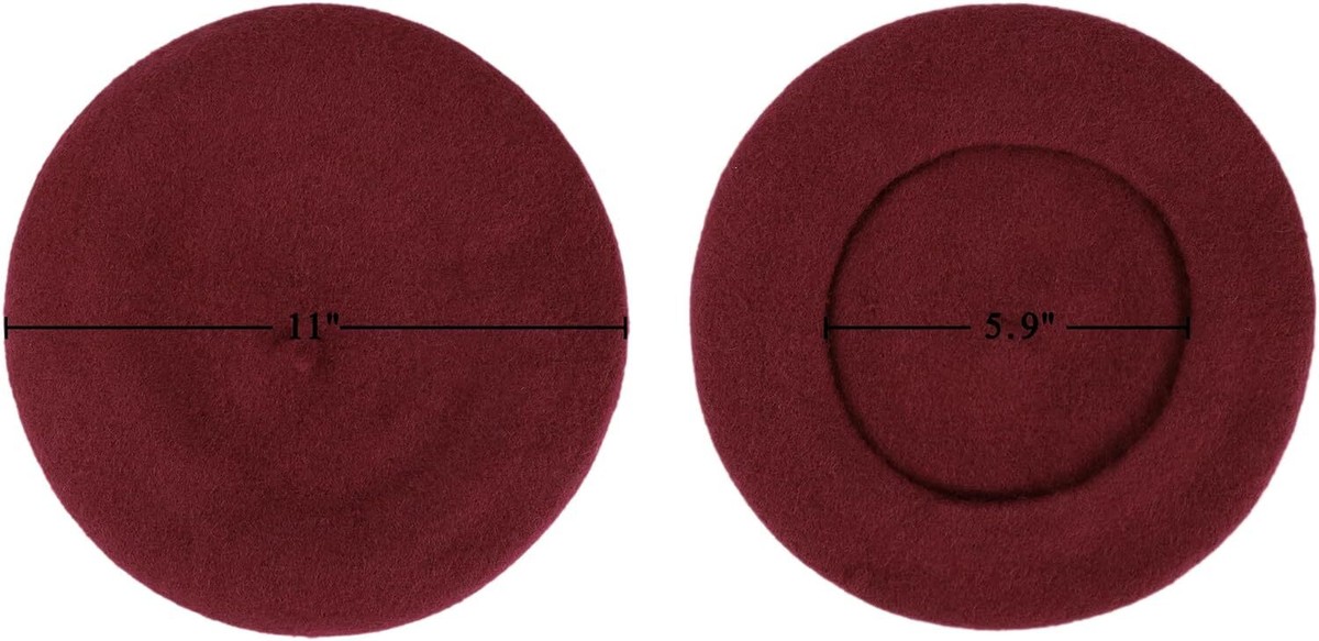5886 Handmade Wool Felt Berry Hat Casual Wool Beret Classic French Artist Wool French Beret - Cherry main image 4