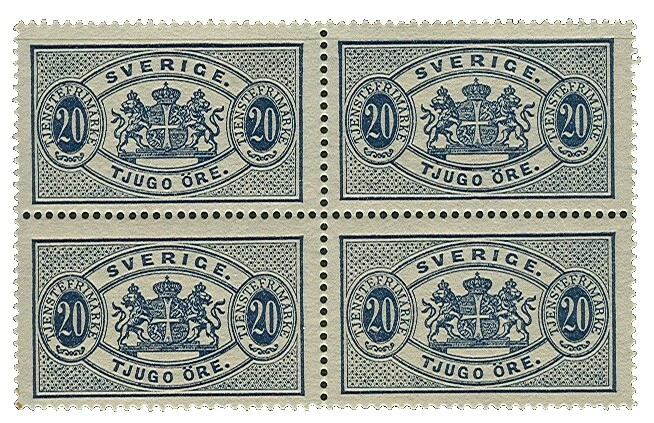 Original Gum Block Swedish Stamps