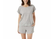 Lucky Brand Women 3 Piece Short Pajama Set Size M Heather Gray