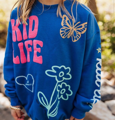 SMALL Krista Horton KIDS Life Jumbo Print Royal Crewneck - Picture 5 of 5