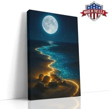Celestial Tide at Midnight Wall Art, Canvas Print for Home Decor, Wall Decor