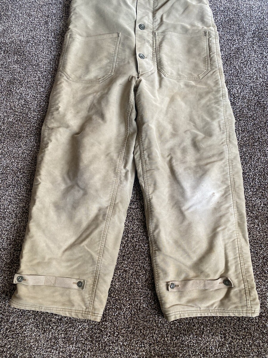 Vintage WW2 USN US Navy Wool Lined Deck Bibs Pants Overalls
