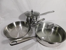 Emeril 3qt saucepan, 3qt Saute Pan and 10" Skillet, Stainless with Copper Core