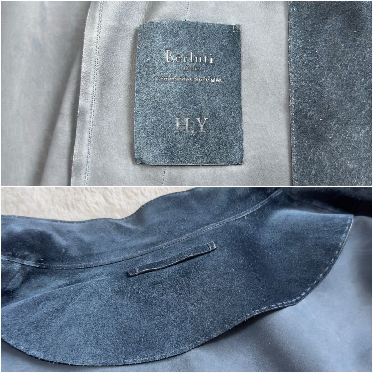 Berluti Custom Suede Leather Single Rider Jacket Dark Navy Size 46 Excellent image 10