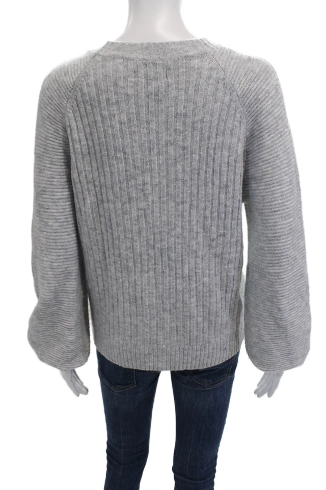 Simply Vera Vera Wang Womens Knitted Ribbed Sweater Pullover Top Gray Size XS - Image 3 of 4