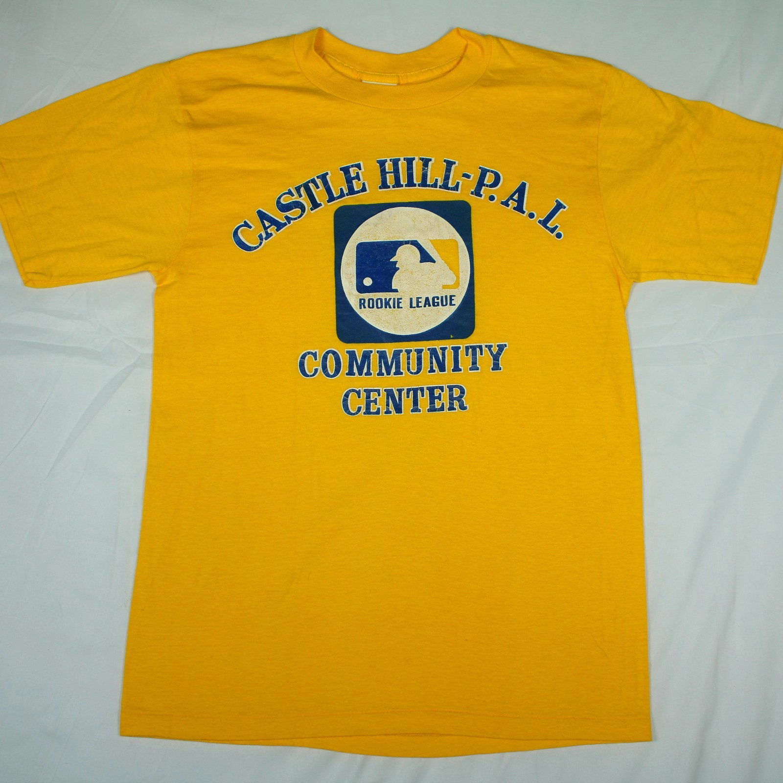 EBERT APPAREL Vtg Castle Hill-P.A.L. Little League Baseball Yellow T-SHIRT XS thumbnail 2