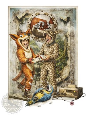 Ocelotl Gaming Duell, Arcade   A4 Kunstdruck auf Hahnemühle   Art Print
