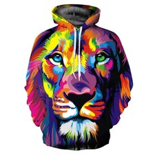 Multi Coloured Lion Hoodie Men Woman S-5XL