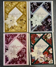 4 Stampin Up Family Poinsettia Petals Winter Regal Winter  DIY Greeting Card Kit