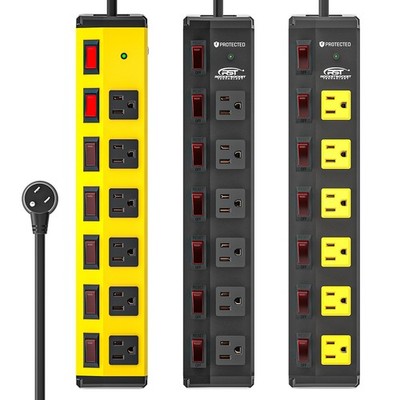 CRST 6-Outlet Heavy Duty Individual Switches Power strip 1200J Surge Protector