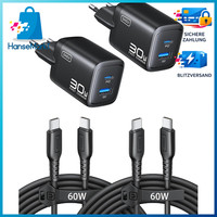USB C LadegeräT 30W Dual-Port Gan SchnellladegeräT Mit 1,5M Kabel 2 StüCk