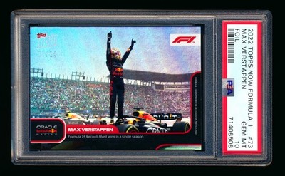 2022 TOPPS NOW F1 #73 MAX VERSTAPPEN FOIL MOST WINS SSP #07/14 PSA