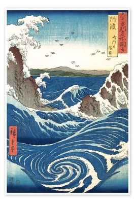 Poster Ansicht der Naruto-Strudel bei Awa - Utagawa Hiroshige