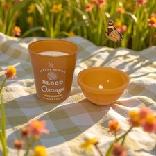 Glass Jar Blood Orange Scented Candle  with Silicone Lid - 15cm Tall - Citrus