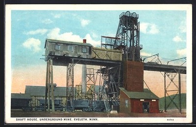 Eveleth, MN, Shaft House, Underground Mine, Ansichtskarte 