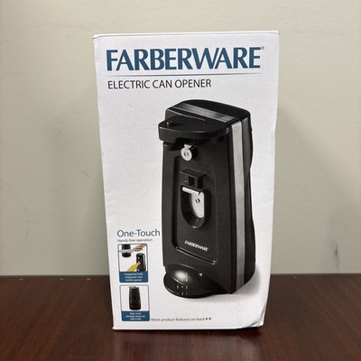Farberware One-Touch Electric Can Opener w/knife Sharpener & Can Opener Black