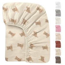 100 Organic Cotton 52x28 Inches Muslin Crib Sheets Fitted Crib Mattress Shee...