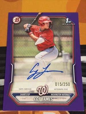 2026 Bowman Coy James BPA-CJ Purple 1st Auto /250 Washington Nationals