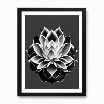 Lotusblumenmuster schwarz-weiß gerahmtes Wandbild Poster Leinwanddruck Bild