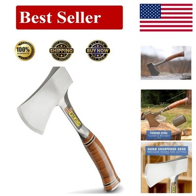 14'' Sportsman's Axe -  Camping Hatchet with Forged Steel & Leather Grip