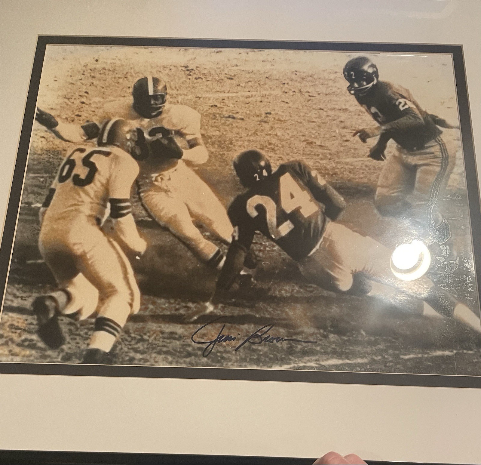 Jim Brown Autographed Signed Cleveland Browns Jim 16x20 BxW Photo Framed Steiner Certified 