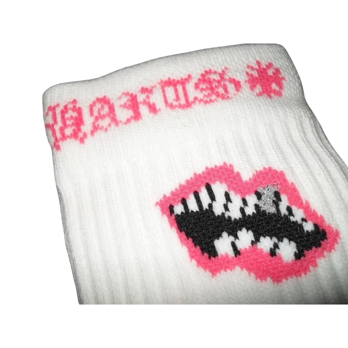 Chrome Hearts White Pink Lips Chomper Socks Matty Boy Mens Large 9