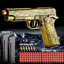 Engraved 1911 Toy Gun Upgraded Continuous Fire Soft Bullet Shell Ejection
