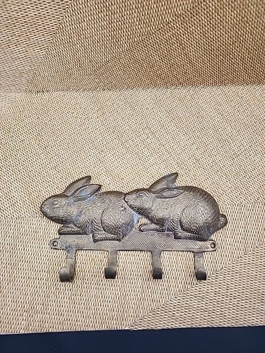 Massives Messing Kaninchen Wandbehang Schlüssel Hut Jacke Leine Ständer Landhaus Deko - Bild 2 von 6