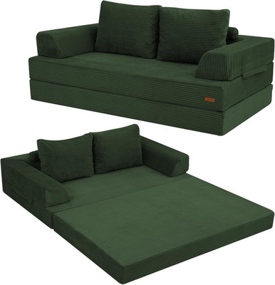Cozy Green Convertible Futon Sofa Bed with Pillows for Small Spaces
