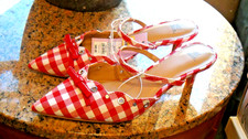 Wild Fable Women's Lysandra Red White Gingham Eyelet Kitten Heels Sizes 6-11