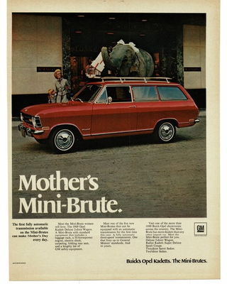 #ad #ad 1969 Buick Opel Kadett Wagon Vintage Print Ad Mini Brute Compact Elephant $13.95