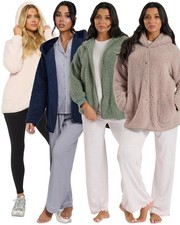 Oversized Button Cardigan Sherpa Fleece Hooded Lounge Cardi Jacket