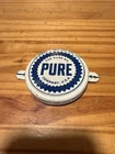 Vintage 1940s Pure Motor Oil Tin Litho Oil Can Cap Lid Advertising Sign Standard