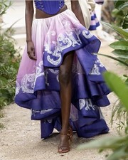 BNWT ZIMMERMANN ASYMMETRIC DEGRADE LINEN SILK GAUZE VOLUMINOUS MAXI SKIRT PURPLE