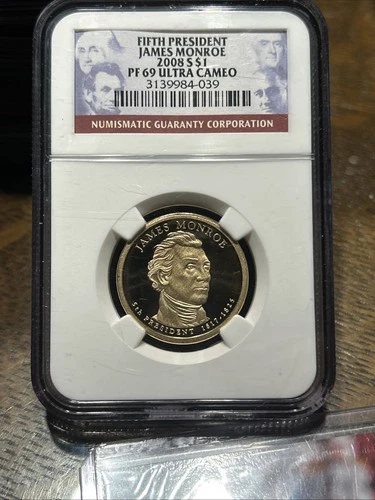 2008-S James Monroe $1 NGC PF 69 Ultra Cameo Presidential Dollar - 5th President
