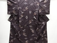 7636420: JAPANESE KIMONO / ANTIQUE KIMONO / SILK / TSUMUGI / WOVEN KASURI PATTER