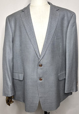 Ralph Lauren Blazer Men 54R Gray Blue Check 2 Button Silk Wool Sport Coat