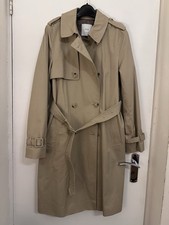 Mango Women's Beige Trench Coat Small Double Breasted Belted